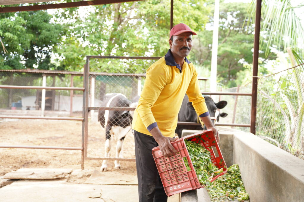 Man working on his field in India