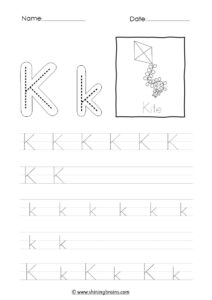 tracing letter k worksheet | alphabet k