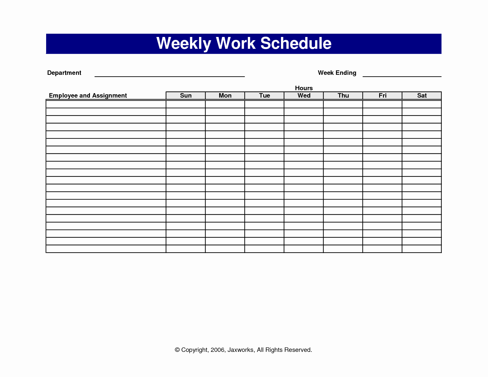 Weekly Employee Schedule Template