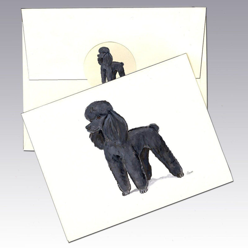 Poodle Black Note Cards