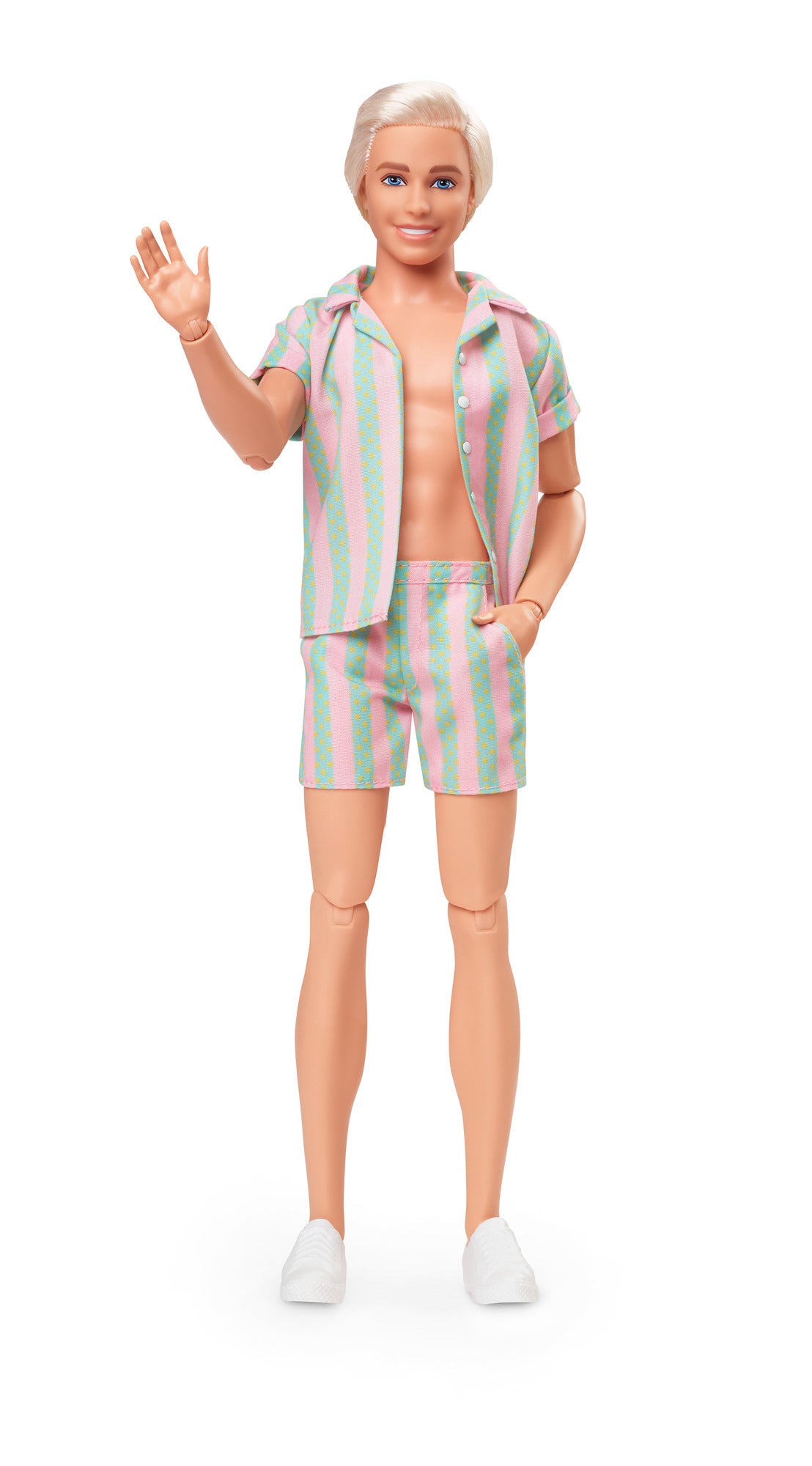 Barbie Movie Ken Doll Wearing Pastel Striped Beach Matching Set