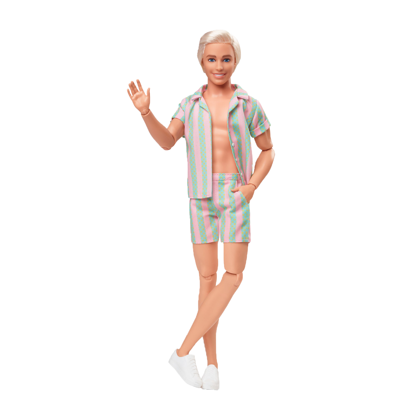 Barbie Movie Ken Doll Wearing Pastel Striped Beach Matching Set