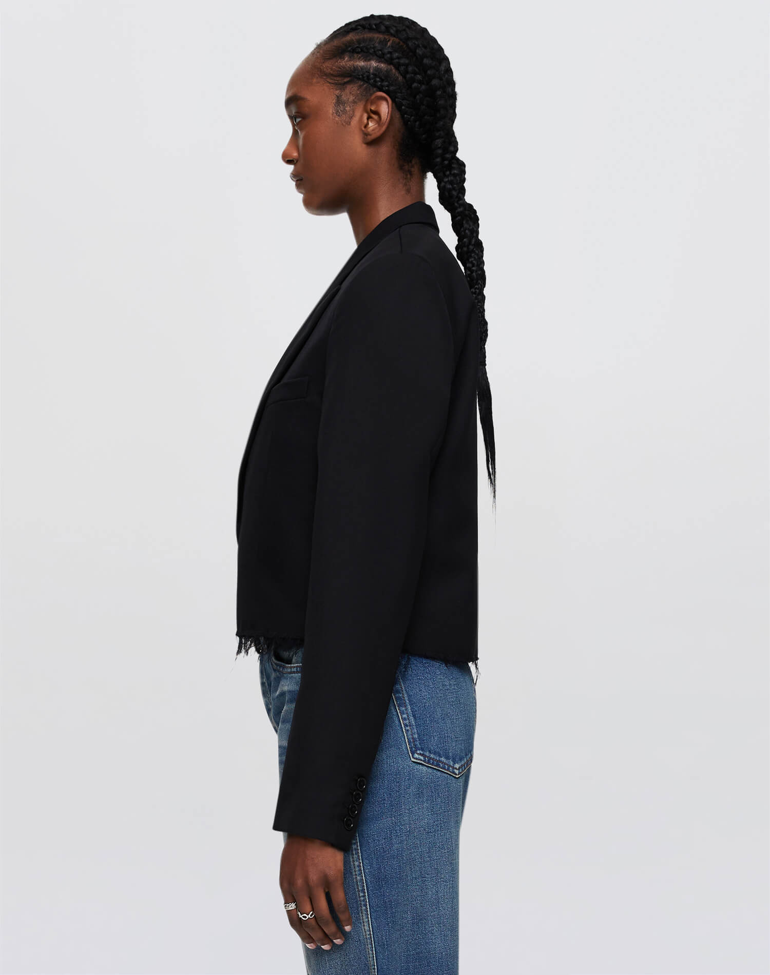 Cutoff Boyfriend Blazer - Black