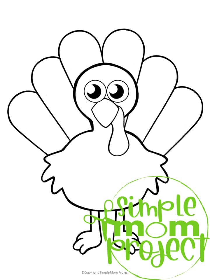 Printable Turkey Template Coloring Page for Kids Preschoolers Toddlers and Bird Crafts 1