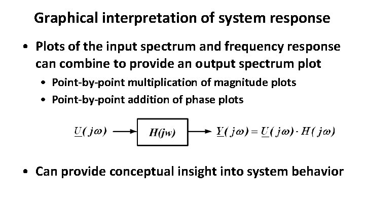 Graphical interpretation of system response • Plots of the input spectrum and frequency response