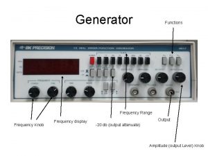 Generator Functions Frequency Range Frequency Knob Frequency display