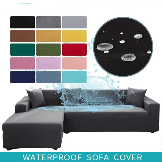 Waterproof Elastic Corner Sofa Covers 1/2/3/4 Seats Solid Couch Cover L Shaped Sofa & Chair Covers