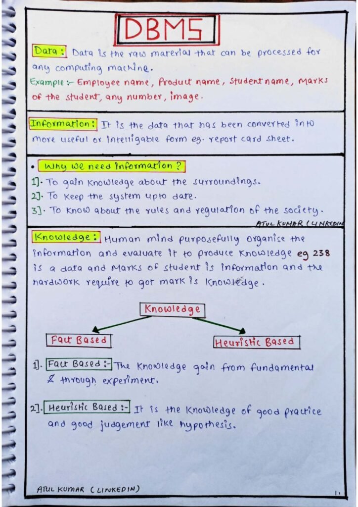 DBMS Notes Handwritten: A Comprehensive Guide to Database Management Systems