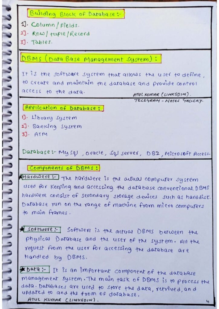 DBMS Notes Handwritten: A Comprehensive Guide to Database Management Systems