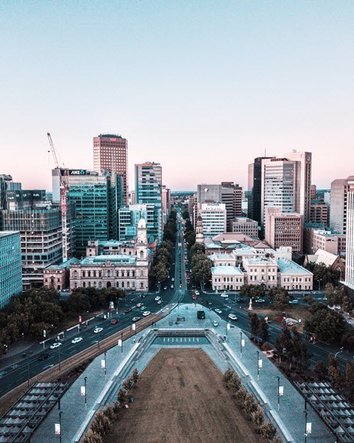 Aerial view of Adelaide as you depart