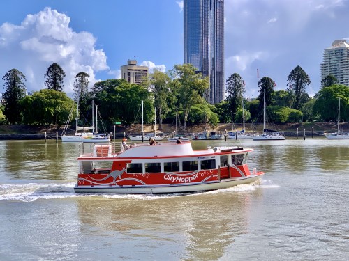 CityHopper ferry passing the City Botanic Gardens, Brisbane