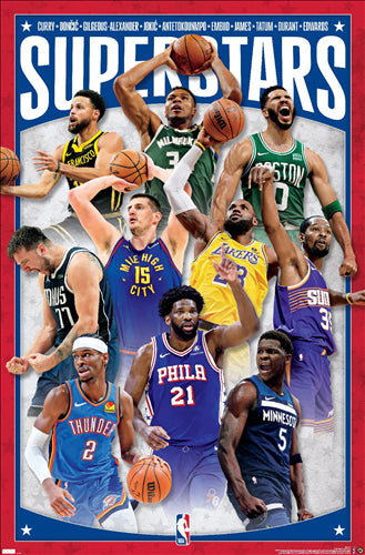 NBA Superstars 10-Players In Action Official Wall POSTER - Costacos Sports 2024