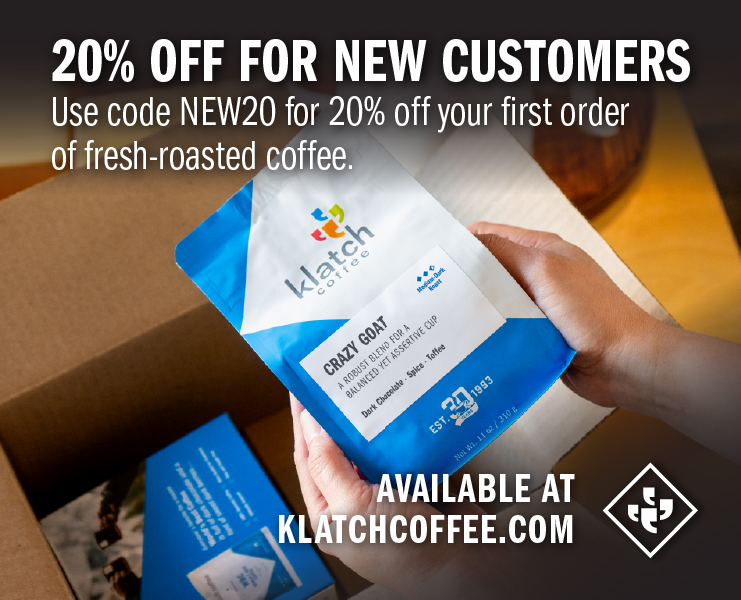 banner advertising Klatch Coffee