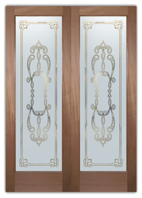 Interior Glass Doors - Obscure Frosted Glass FAUX BEVELS PS PAIR ...