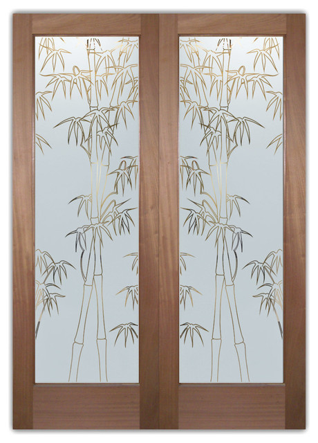 Interior Glass Doors - Obscure Frosted Glass BAMBOO SHOOTS PS PAIR ...