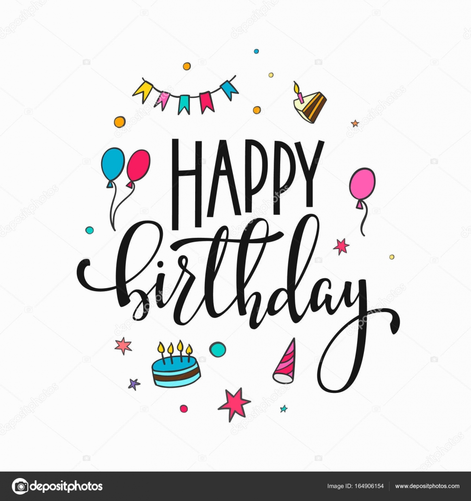 Happy Birthday lettering typography Stock Vector by ©LenaRo 164906154