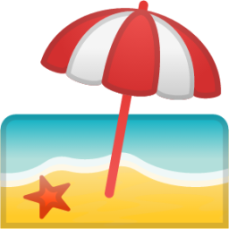 beach with umbrella emoji