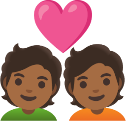 couple with heart: medium-dark skin tone emoji