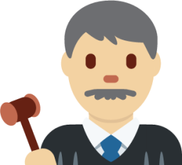 man judge: medium-light skin tone emoji