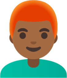 man: medium-dark skin tone, red hair emoji