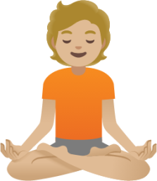 person in lotus position: medium-light skin tone emoji