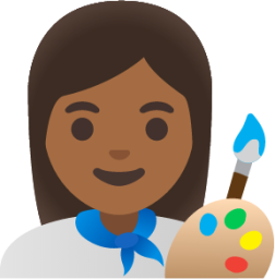 woman artist: medium-dark skin tone emoji