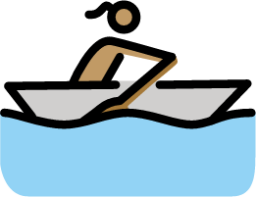 woman rowing boat: medium skin tone emoji