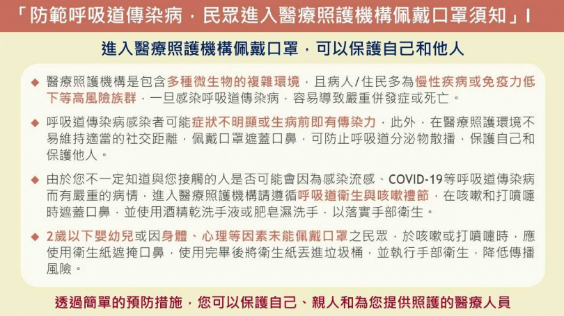 疾管署決議於5月19日結束口罩禁令。（圖／翻攝自衛福部疾管署）