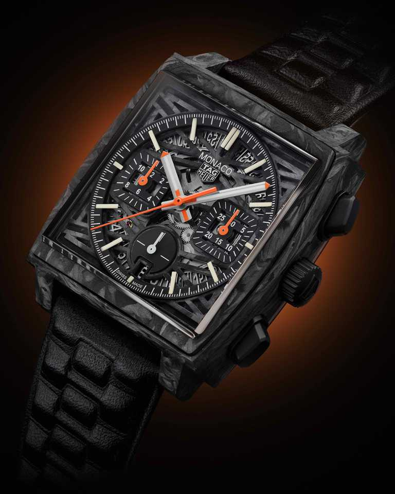 TAG HEUER「Carbon Monaco」頂級限量腕錶，OnlyWatch 2021特别版。（圖╱TAGHEUER提供）