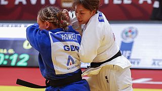 La Japonaise Megumi Horikawa affrontait la Britannique Gemma Howell lors de la finale des 63 kg du Grand Chelem de Tel Aviv, 