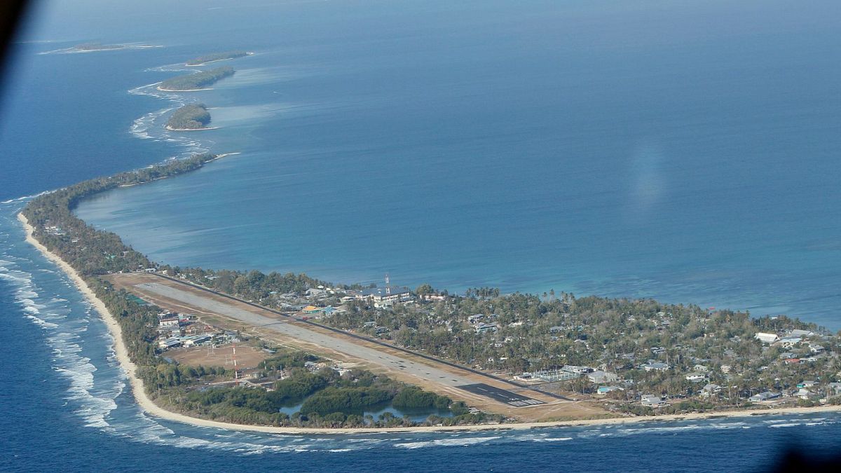 Funafuti, the main island of the nation state of Tuvalu, which is deemed ‘extremely vulnerable’ to the impacts of climate change.