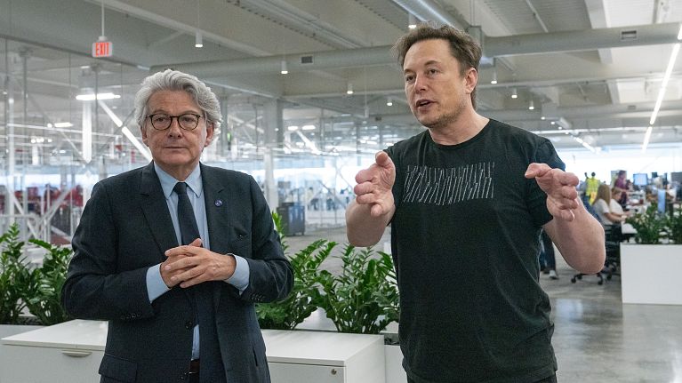 EU Commissioner for the Internal Market Thierry Breton and X'owner Elon Musk.