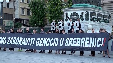 Belgrade activists stand in tribute to Srebrenica victims