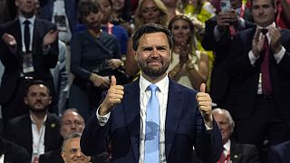 Republican vice presidential candidate Vance attends the first day of the Republican National Convention on Monday