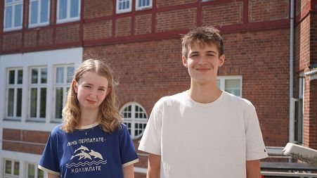 Students Emily and Rasmus at Th. Langs Skole in Denmark where later start times have been trialled.