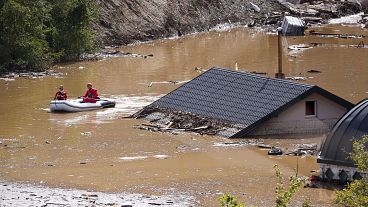 Search and rescue teams look for people in flooded houses in Jablanica, Bosnia, on Friday 4 October 2024.