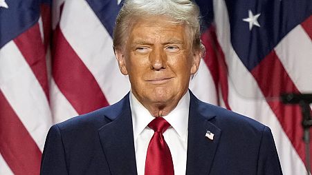 Republican presidential nominee former President Donald Trump is pictured at an election night watch party, Wednesday, Nov. 6, 2024, in West Palm Beach, Fla.