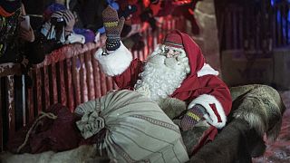 Santa Claus, also known as Father Christmas, leaves to his long Christmas journey from the Santa's Village at the Arctic Circle