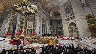 Pope Francis presides over the Christmas Eve Mass in St. Peter's Basilica at The Vatican, Tuesday, Dec. 24, 2024