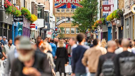 Crowds at Carnaby Street, a high street in Soho, London, United Kingdom