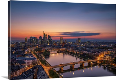 Frankfurt Skyline At Sunset