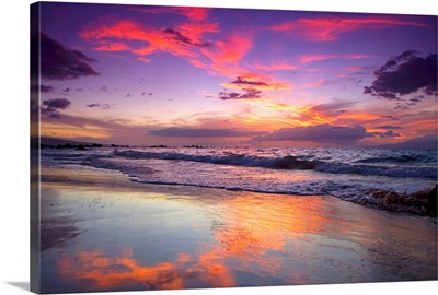 Hawaii, Maui, Wailea, Sunset At Mokapu Beach