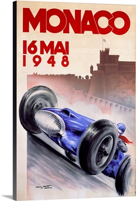 Grand Prix, Monaco, 1948, Vintage Poster, by Geo Hamm