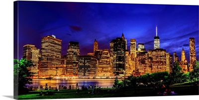 Lower Manhattan Panoramic View From Brooklyn Bridge Park