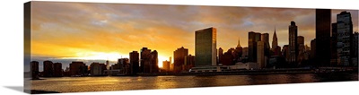 Manhattan Skyline View From Roosevelt Island At Sunset