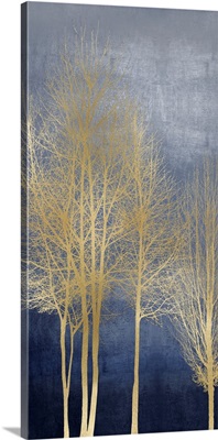 Gold Trees on Blue Panel I