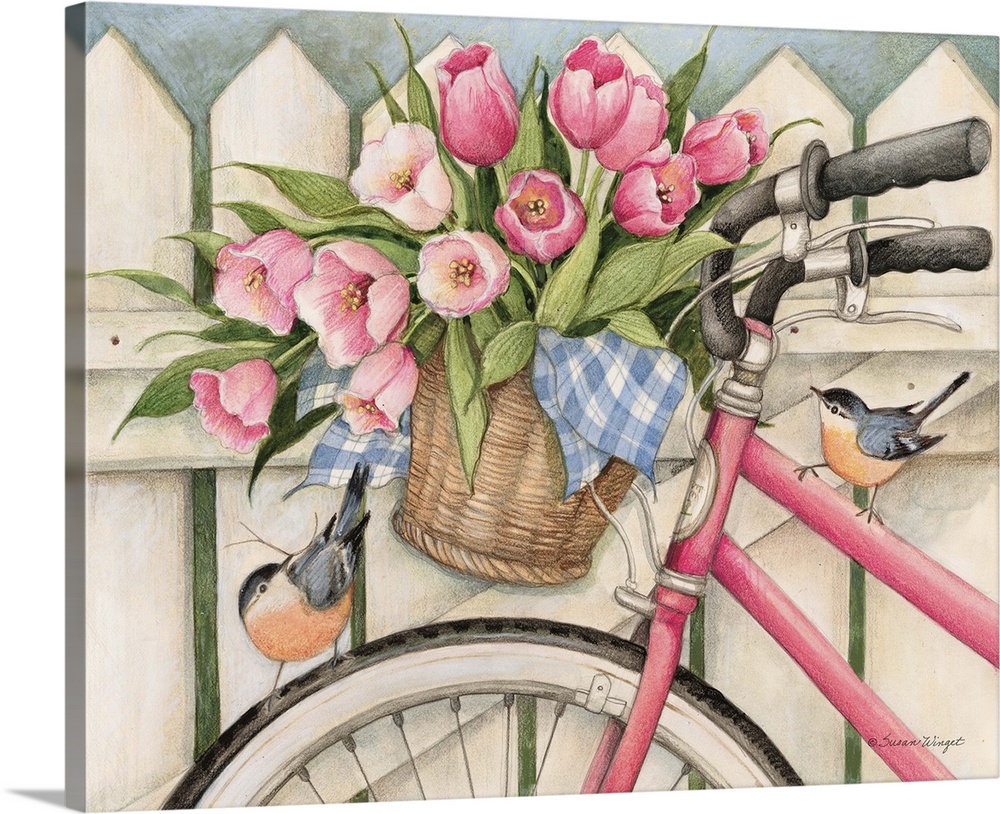 Enjoy the ride with this charming bicycle scene!