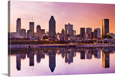 Canada, Quebec, Montreal, Skyline from Lachine Canal