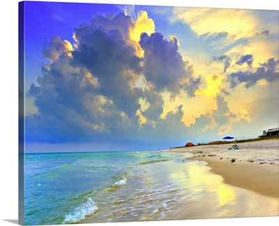 Yellow Blue Seascape Sunset Florida Beach