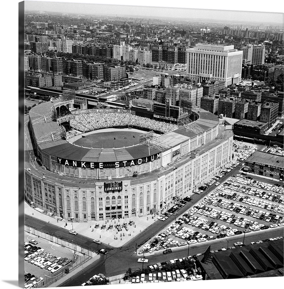 7/4/61-New York: Aerial view of Yankee Stadium, Fourth of July.